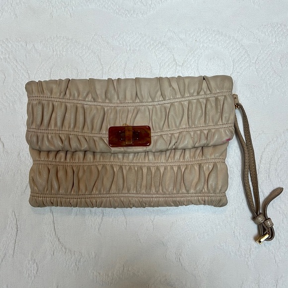 Prada Turn Lock Wristlet Clutch Gaufre Nappa Small - Picture 2 of 10